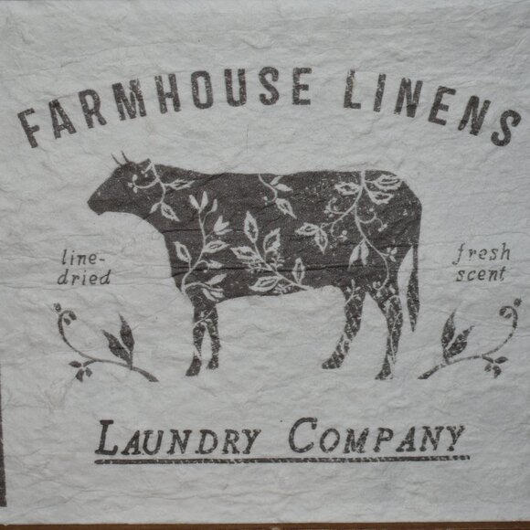 Country Farmhouse Linens Cow Laundry Tapestry Sign Decor - Picture 2 of 9